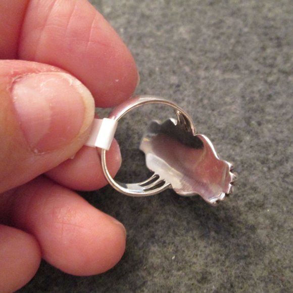 Native American 925 Sterling & Turquoise Elongated Oval Ring, Turquoise Ring - Picture 11 of 13